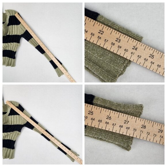 SO GSJC Ribbed Pullover Sweater Size M Blue Green Stripes - Picture 6 of 6